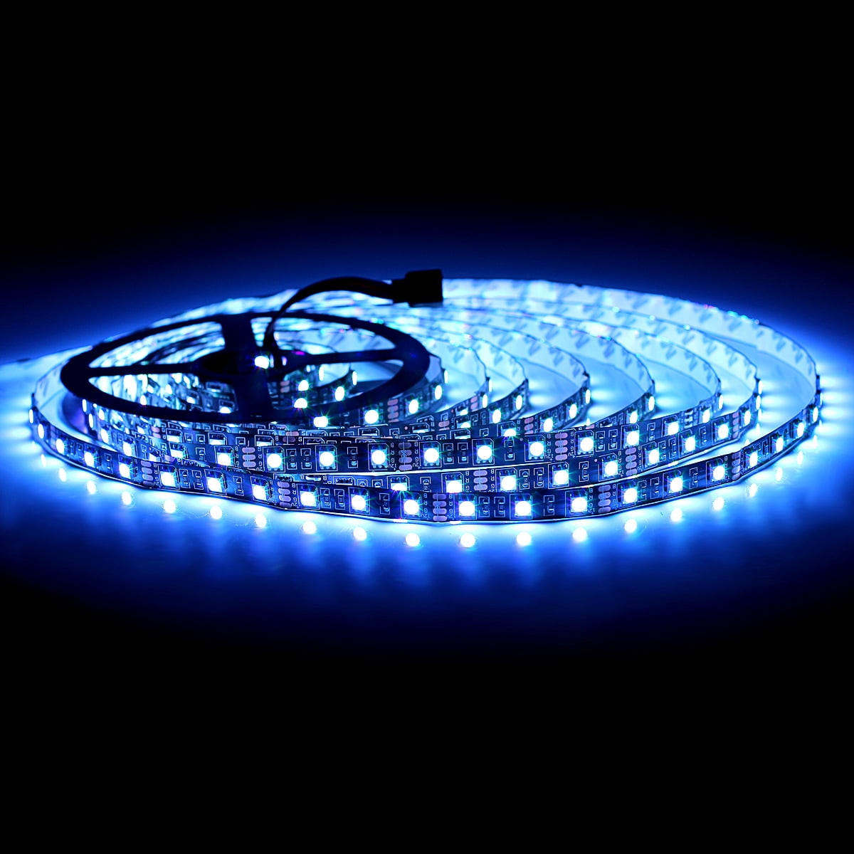 SUPERNIGHT Black PCB RGB 16.4ft 300LEDs Flexible 5M 60Leds/m SMD 5050 LED Strip Light Non-Waterproof + 4-Pin 44Keys IR Remote Controller + DC 12V Power Supply