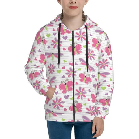 

Hoodies for Teen Girls Boys Pink Dragonfly Butterfly Flower Long Sleeve Youth Kids Essentials Zip Up Hoodie Lghtweight Fashion Hoodies & Sweatshirts Jacket Fall Winter Outfits Tops