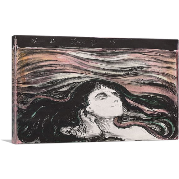 ARTCANVAS Lovers in the Waves 1896 Canvas Art Print by Edvard Munch - Size: 26" x 18" (0.75" Deep)