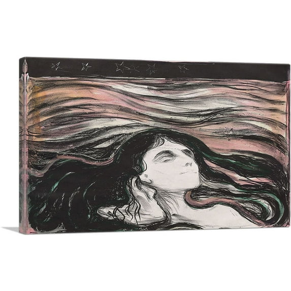 ARTCANVAS Lovers in the Waves 1896 Canvas Art Print by Edvard Munch - Size: 40" x 26" (0.75" Deep)
