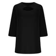 thumbnail image 6 of JGGSPWM Women's Summer Dressy Casual Split 3/4 Sleeve Twist Knot Elegant Blouse Tunics Crew Neck Tops Black L, 6 of 9