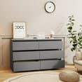 thumbnail image 2 of IMKHK 6 Drawer Double Dresser with Cutout Handles, 47.2" Wooden Storage Side Cabinet Chest of Drawers, Modern Vertical Chest of Drawers Organizer for Hallway Bedroom Living Room Office, Gray, 2 of 5