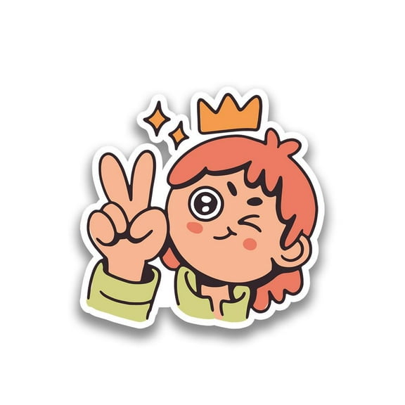 Cute Toon Kid W Crown Sticker -Smartprints Designs, Vinyl Sticker