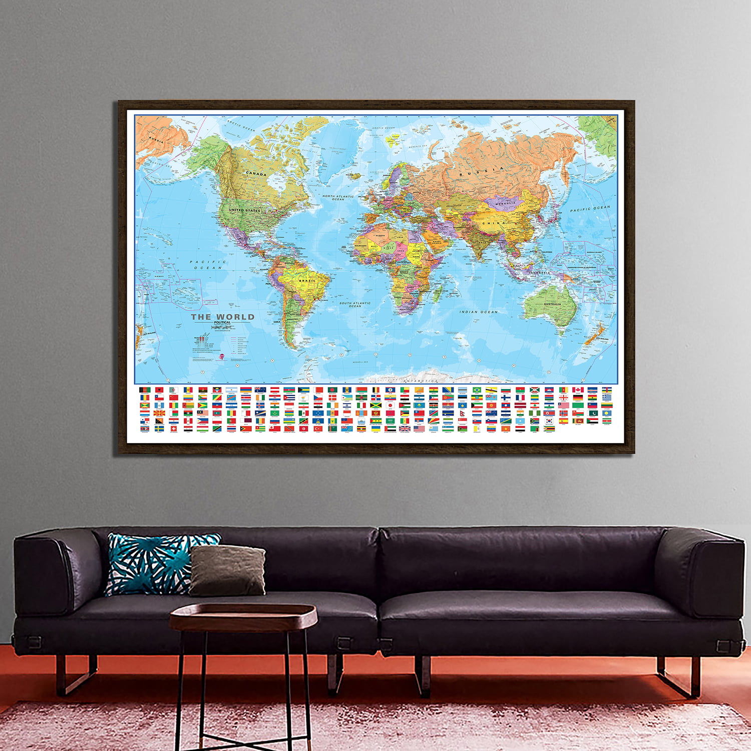 MAP OF THE WORLD GPP51070  GIANT  POSTER 140cm x 100 FLAGS AND FACTS WORLD MAP 