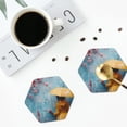 thumbnail image 5 of Pofeuu Woman Under Blossoming Tree Print Leather Coasters Set of 6, Round Cups Mugs Mat Pad for Home Kitchen Heat Resistant Drink Coasters,Hexagon, 5 of 7