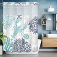 thumbnail image 6 of No Hook Shower Curtains with Snap-in Liner Set, Turquoise Coastal Waterproof Hotel Style Bathroom Shower Curtain, Summer Lobster Coral Nautical Breathable Mesh Top Window Bath Curtains 60''x72'', 6 of 9
