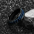 thumbnail image 4 of NUNCAD Men's Tungsten Carbide Wedding Ring 8mm Black with Blue Rotatable Chain Inlaid, 4 of 5