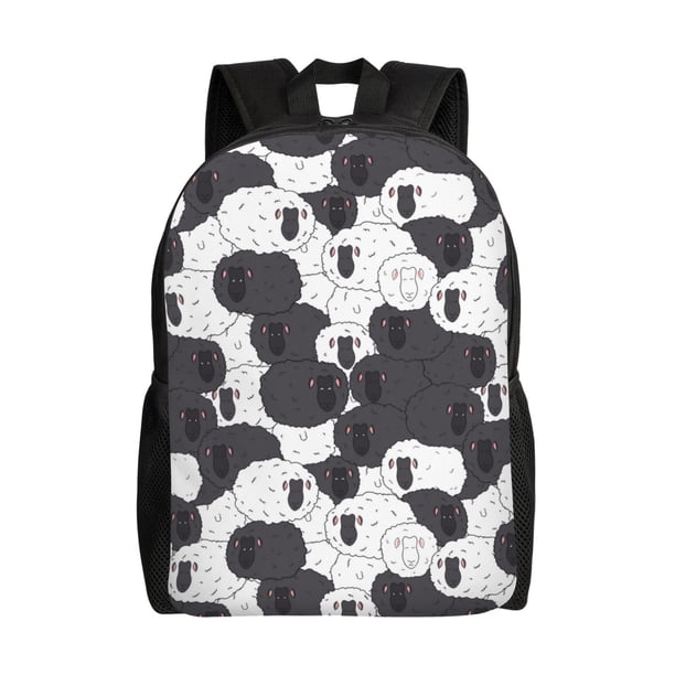 Disketp Black And White Sheeps Mochila Unisex de Apertura Lateral Completa, Mochila para Laptop para Escuela, Trabajo y Viajes