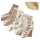 thumbnail image 2 of Calcetines De Algodón De Mujer Bordado De Flores Conejito 5p, 2 of 8