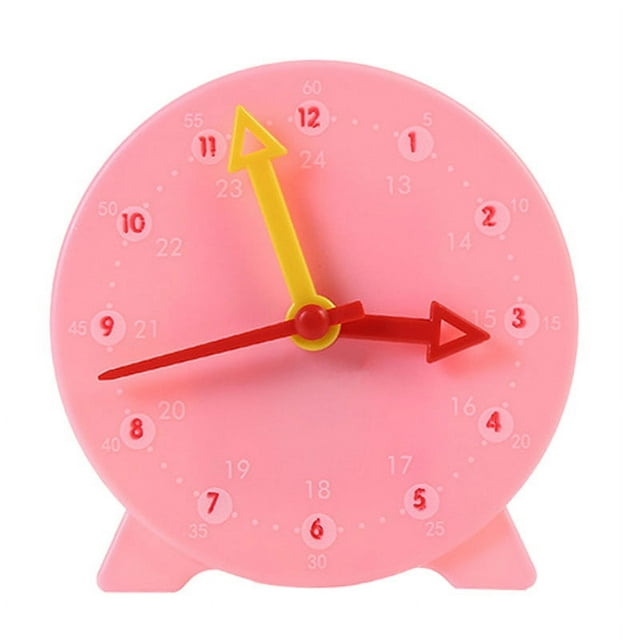 Clock Model Teaching Aid, Educational Clock Learning Model Durable 3 Pointer Linkage Small for Cognitive Time Yellow,Blue,Pink