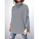 thumbnail image 3 of Suéteres de Cuello Alto de Gran Tamaño para Mujer, Larga de Murciélago, Dobladillo Abierto, Túnica, Suéter de Punto, Tops Gris L, 3 of 5