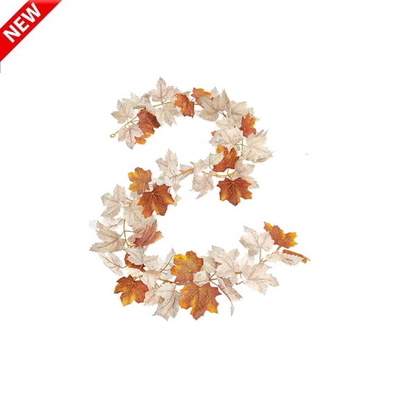 Fall Maples Leaves Garland Fall Decor for Home Total 5.75Ft Fall Leaves Garland Hanging Artificial Autumn Foliage Garlands Thanksgiving Decor for Home Wedding Mantle Fireplace Party Christmas,White