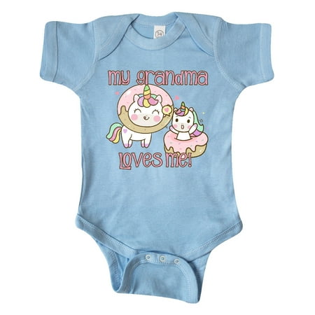 

Inktastic My Grandma Loves Me Unicorns Gift Baby Boy or Baby Girl Bodysuit