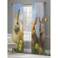 thumbnail image 5 of Sheer Curtain Panels Bunny Voile Window Curtains Watercolor Daisy Spring Flowers Window Treatments Ligh Filtering Privacy Curtain Drapes for Bedroom Living Room 2 Panel Set 108 Inch Length, 5 of 9