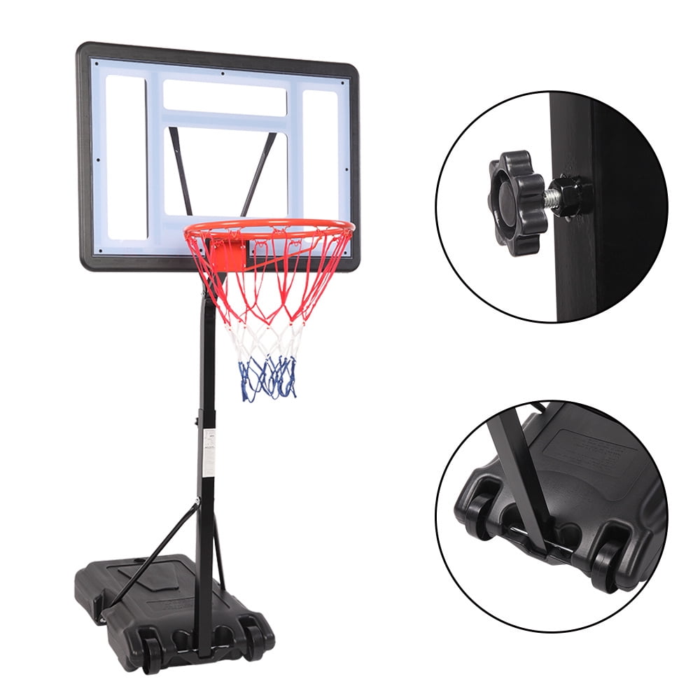 Tcbosik Poolside Basketball Hoop, 45.2" - 53.1" Height Adjustable Basketball Goal Stand with Transparent Backboard, Maximum Applicable for 7 # Ball, Black