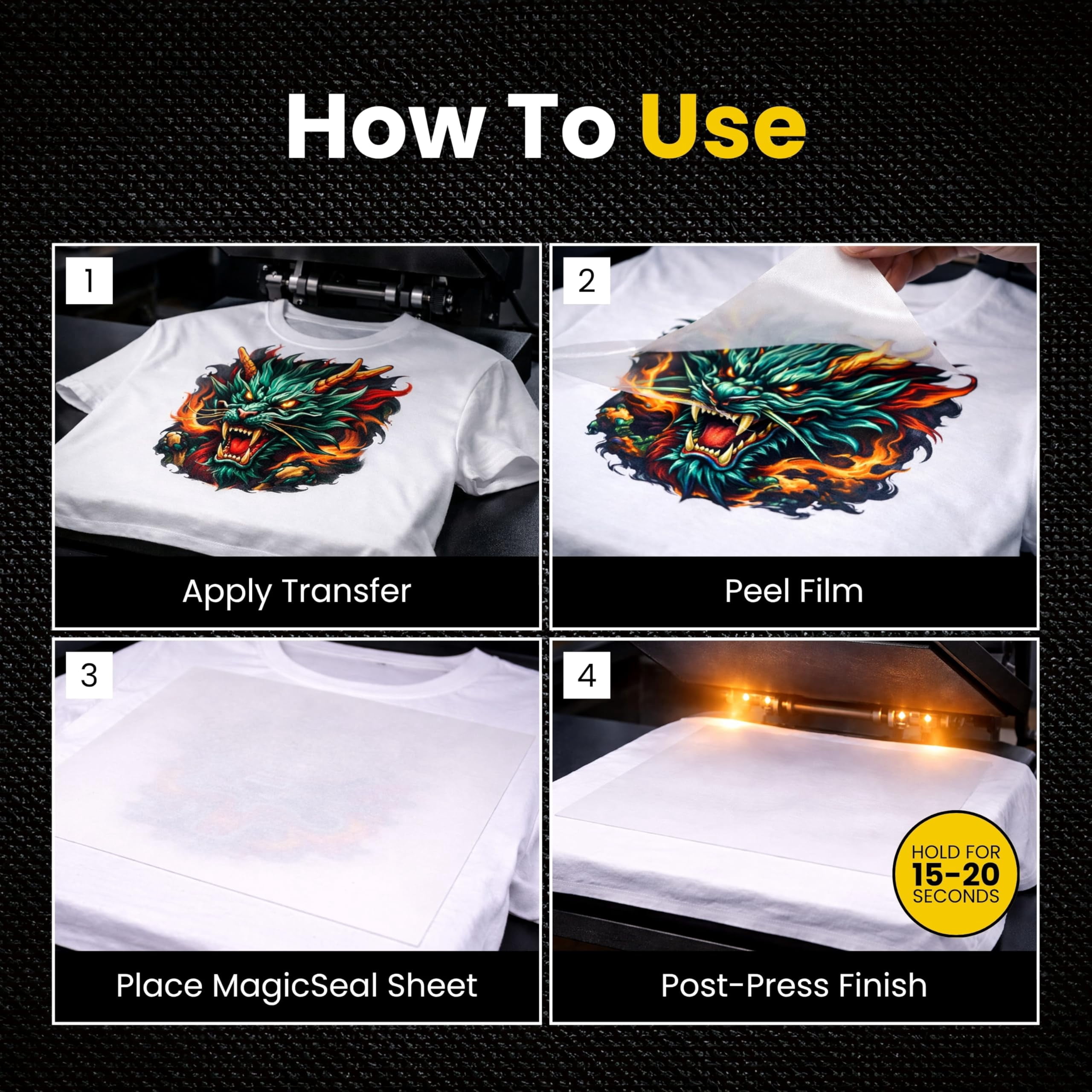MagicSeal™ Reusable Post-Press Finishing Sheet for DTF, HTV, DTG and Transfer Prints, Improves Softness, Breathability and Wash Durability, Compact Size