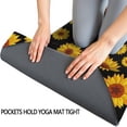 thumbnail image 3 of Black Small Sunflower Pattern Hot Yoga Mat Towel Non Slip for Hot Yoga - Quick-Drying Yoga Mat Cover with 4 Corner Pockets with Travel Bag - Hot Yoga Towel Non Slip 70"x26", 3 of 6