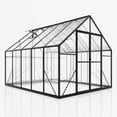 thumbnail image 7 of Jocisland 8x8x7 FT Polycarbonate Walk-In Greenhouse with Aluminum Frame, 2 Top-Opening Windows & 2 Swing Doors, Heavy Duty for Outdoor Garden Use, Black, 7 of 7