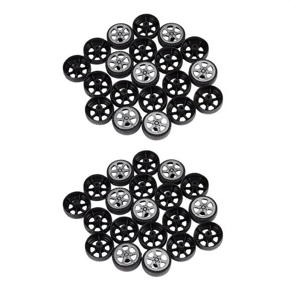 Plastic Roll 2mm Dia Shaft Car Truck Model Toys Wheel 20mmx6mm 40Pcs