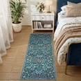 thumbnail image 6 of Lahome Washable 2'x6' Floral Runner Rug, Teal Boho Runners for Kitchen Hallway, Non-Slip Soft Botanical Carpet for Bathroom Laundry Entryway, Ultra Thin Throw Mat, Teal, 6 of 9