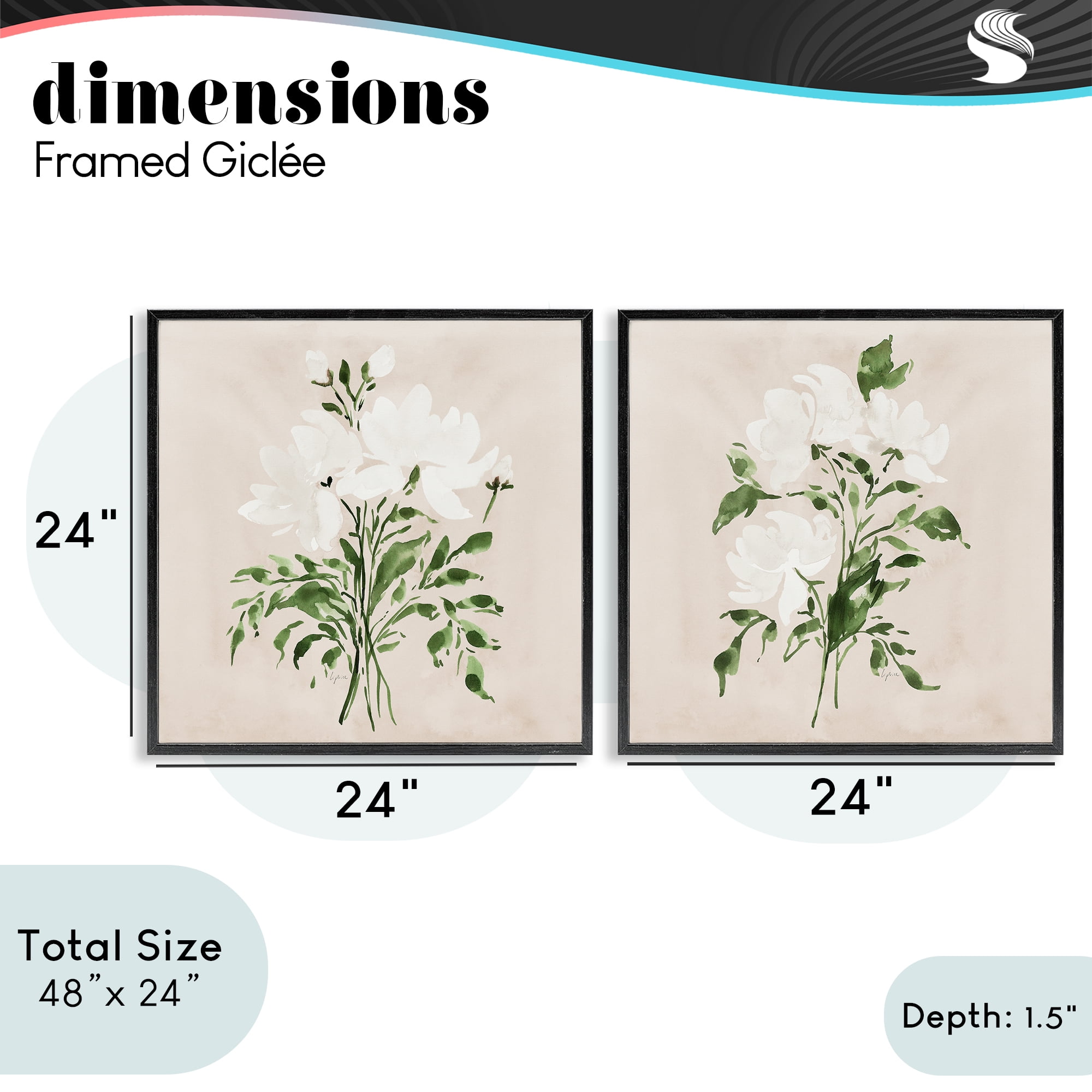 Stupell Industries White On Tan Botanicals 2 Piece Black Framed Giclee Art Set, design by Lucille Price