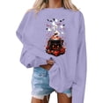 thumbnail image 4 of Inverlee Women's Cauldron Pumpkin Ghost And Bat Graphic Crewneck Sweatshirt Spooky Season Womens Everyday Halloween Themed Sweatshirt Purple S-XXL, 4 of 4