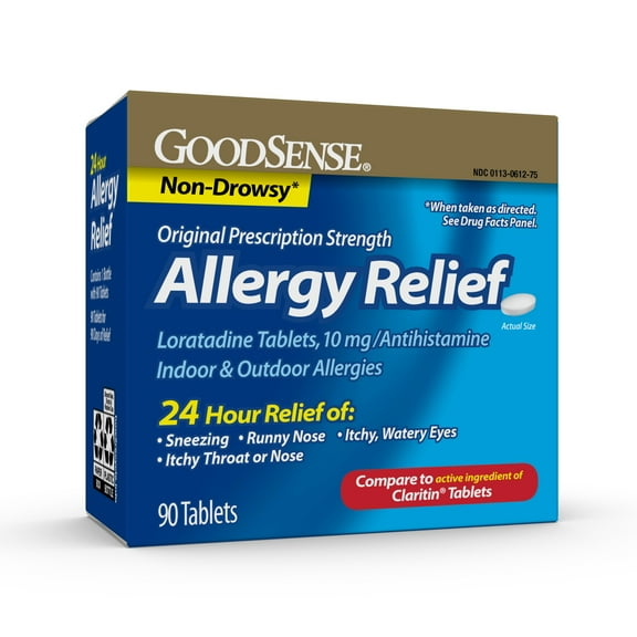 GoodSense Allergy Relief Loratadine Tablets 10 mg, Antihistamine, Allergy Medicine for 24 Hour Allergy Relief, 90 Count