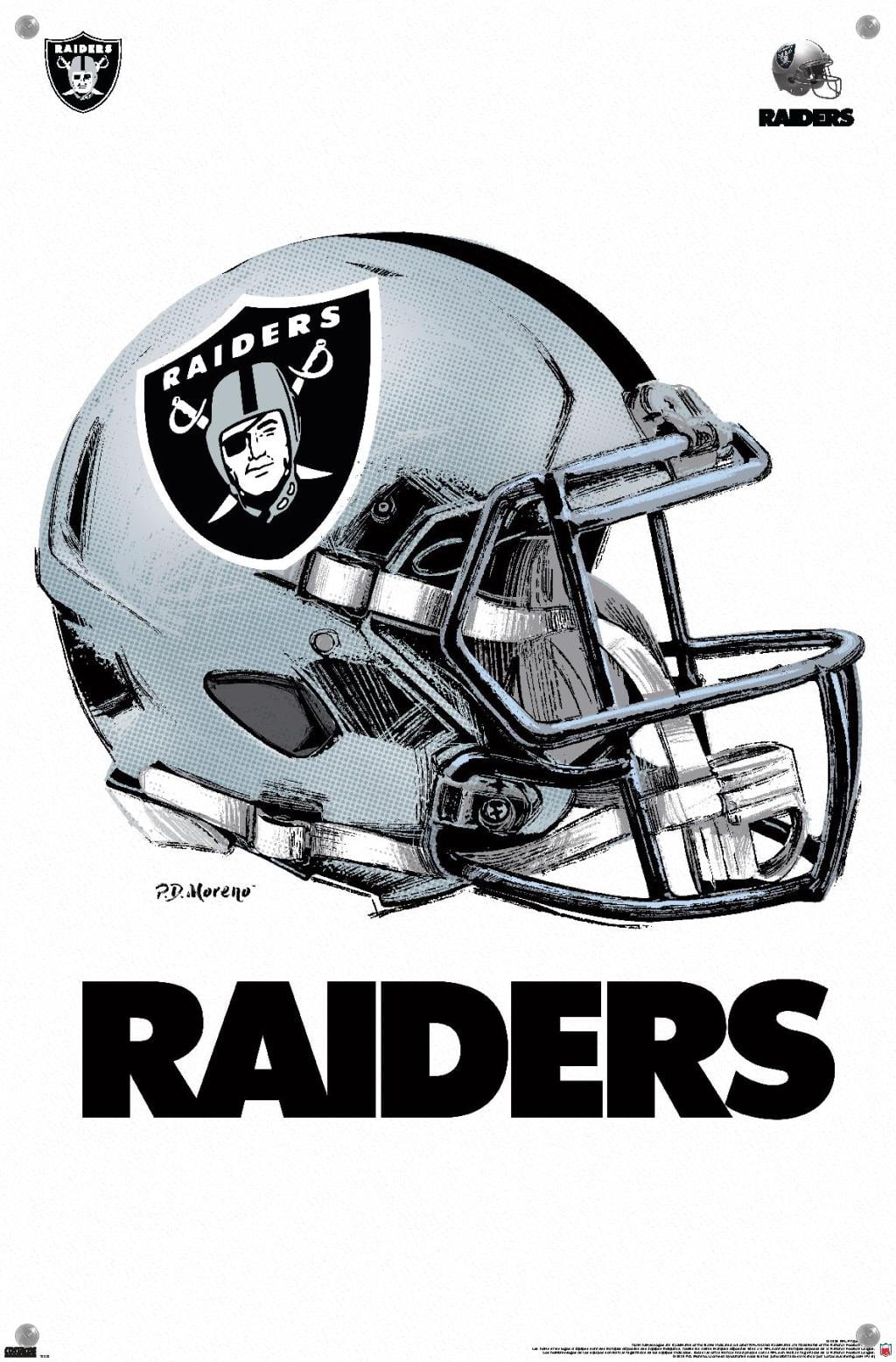 NFL Las Vegas Raiders - Drip Helmet 20 Wall Poster with Push Pins, 14.725" x 22.375"