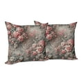 thumbnail image 4 of Ambesonne Leopard Print Throw Pillow Cover Pack of 2, Medieval Rose Garden, 2 Pcs-24" x 24", Pale Pink Laurel Green, 4 of 5