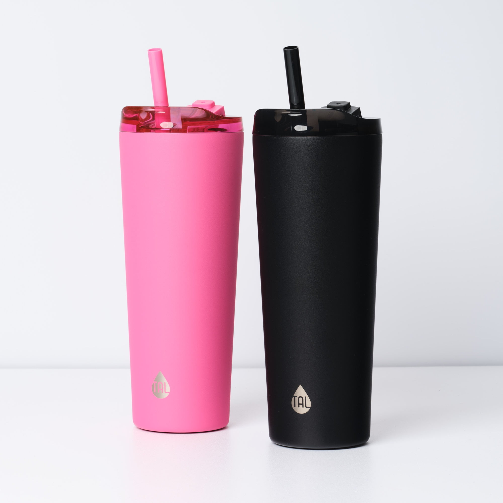 TAL 26oz Stainless Steel Ash Tumbler with Removeable Straw and Sip Lid, Black