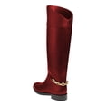 thumbnail image 2 of FSJ Women Classic Knee High Riding Boots Round Closed Toe Back Gold Tone Chain Wide Calf Flat Low Heel Size 9.5 Red, 2 of 4