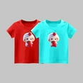 thumbnail image 3 of 2-Piece Girls Cute T-Shirt Kids Summer Short Sleeve Tops Rabbit Casual Cotton Trendy Crew Neck Graphic Tees Kids Gift, Red/Blue, 2 Years, 3 of 3