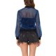 thumbnail image 3 of CHAQUETA BOMBER INSPIRADA CHIC PARA MUJER, MALLA TRANSPARENTE, BRILLANTE Y LARGA CON CREMALLERA, TALLA 3XL, AZUL OSCURO, 3 of 6