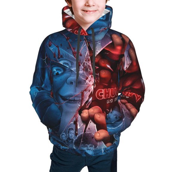 Chucky Poster Youth Hoodies Sweatshirt Teen Pullover Hooded Clothes With Pocket For Boys Girls Clothing