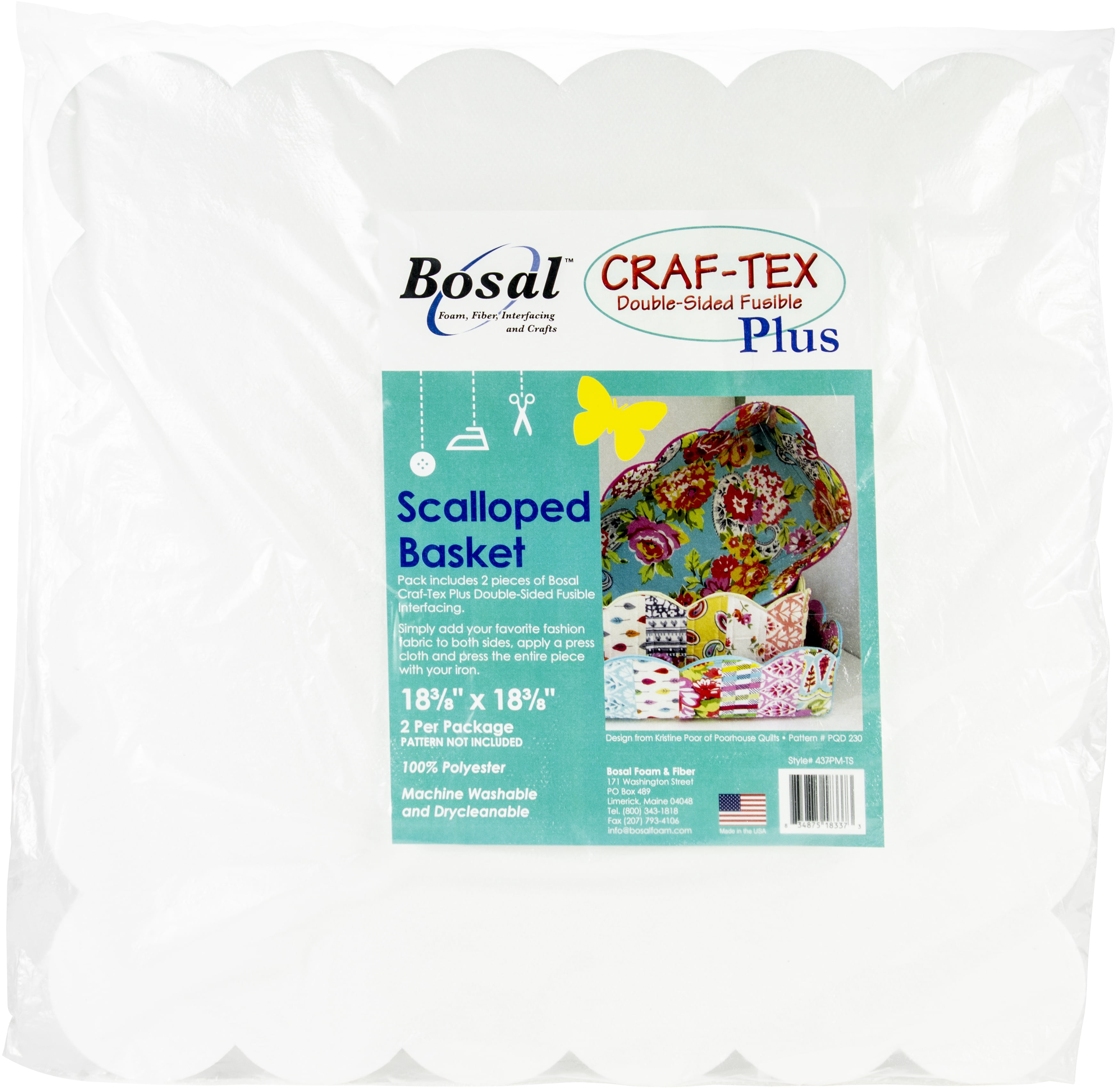 Bosal Craf-Tex Plus Double-Sided Fusible Interfacing-Scalloped Basket 18.375"X18.375" 2/Pkg