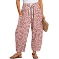 thumbnail image 3 of Stralyhd Womens Pants Baggy Barrel Leopard Elastic High Waisted Wide Leg Palazzo Pants Casual Cheetah Print Summer Leisure Going Out Pants Pink M, 3 of 9