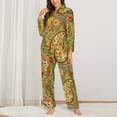 thumbnail image 2 of Pajama Sets for Women 2 Pcs, Yellow Paisley Button Down Long Sleeve Sleepwear Lounge PJ Sets, 2 of 6