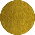 thumbnail image 1 of Ahgly Company Machine Washable Indoor Round Oriental Yellow Industrial Area Rugs, 8' Round, 1 of 4