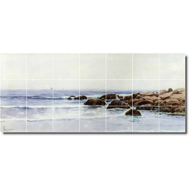 Ceramic Tile Mural Alfred Bricher Waterfront Painting 70 84 W X 36 H Using 21 12 X 12 Ceramic Tiles Walmart Com Walmart Com
