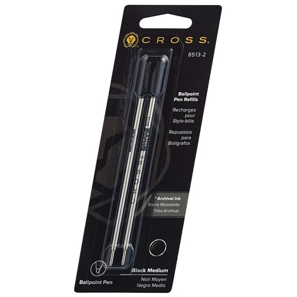 Recambios para bolígrafos Cross Medium Black Ink, paquete de 2