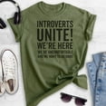 thumbnail image 2 of Introverts Unite Shirt, Unisex Women's Men's Shirt, Uncomfortable And We Want To Go Home T-shirt, Nerdy Tee, Heather Military Green, 3X-Large, 2 of 6