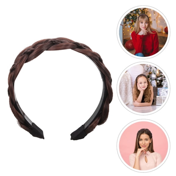 TEHAUX Elegant Anti-Slip Braided Hairband - Dark Brown, Multi-Color, Suitable for Decoration