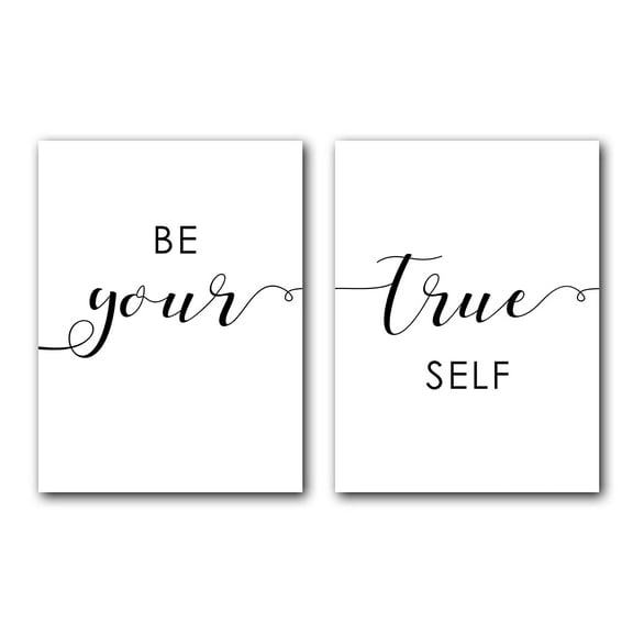 Be Your True Self Set of 2 Posters 18 x 24 Inches Minimalist Art Typography Art Bedroom Wall Art Romantic Gift Home Wall Art Poster
