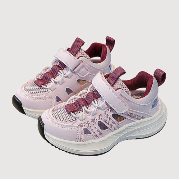 Gyujnb Girls' Breathable Athletic Sneakers with Hook and Loop Strap, Lightweight Closed Toe Casual Shoes (Toddler, Little Girls, Big Girls),5-5.5 Years