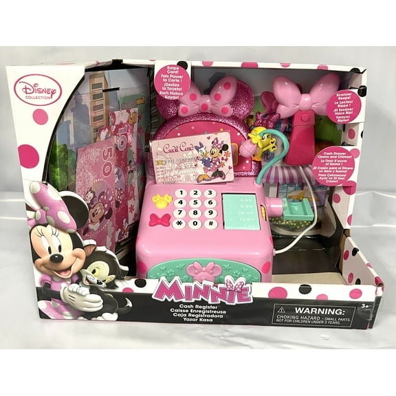 Disney Junior Minnie Cash Register, Drawer Opens and Chimes, Scanner Beeps, Play Swipe Credit Cards, Play Bills