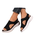 thumbnail image 4 of Wedges for Women Platform Sandals Relaxed Fit Lightweight Open Toe Low Wedge Heels Womens House Slippers Size 7 Dressy Summer Wedges for Women, Inspired By Espadrilles, 4 of 8