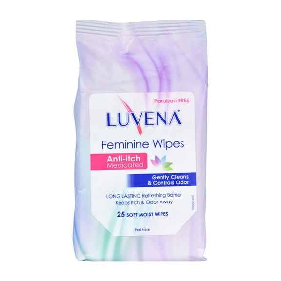 Luvena Anti-Itch Medicated Feminine Wipes, 25 Ct