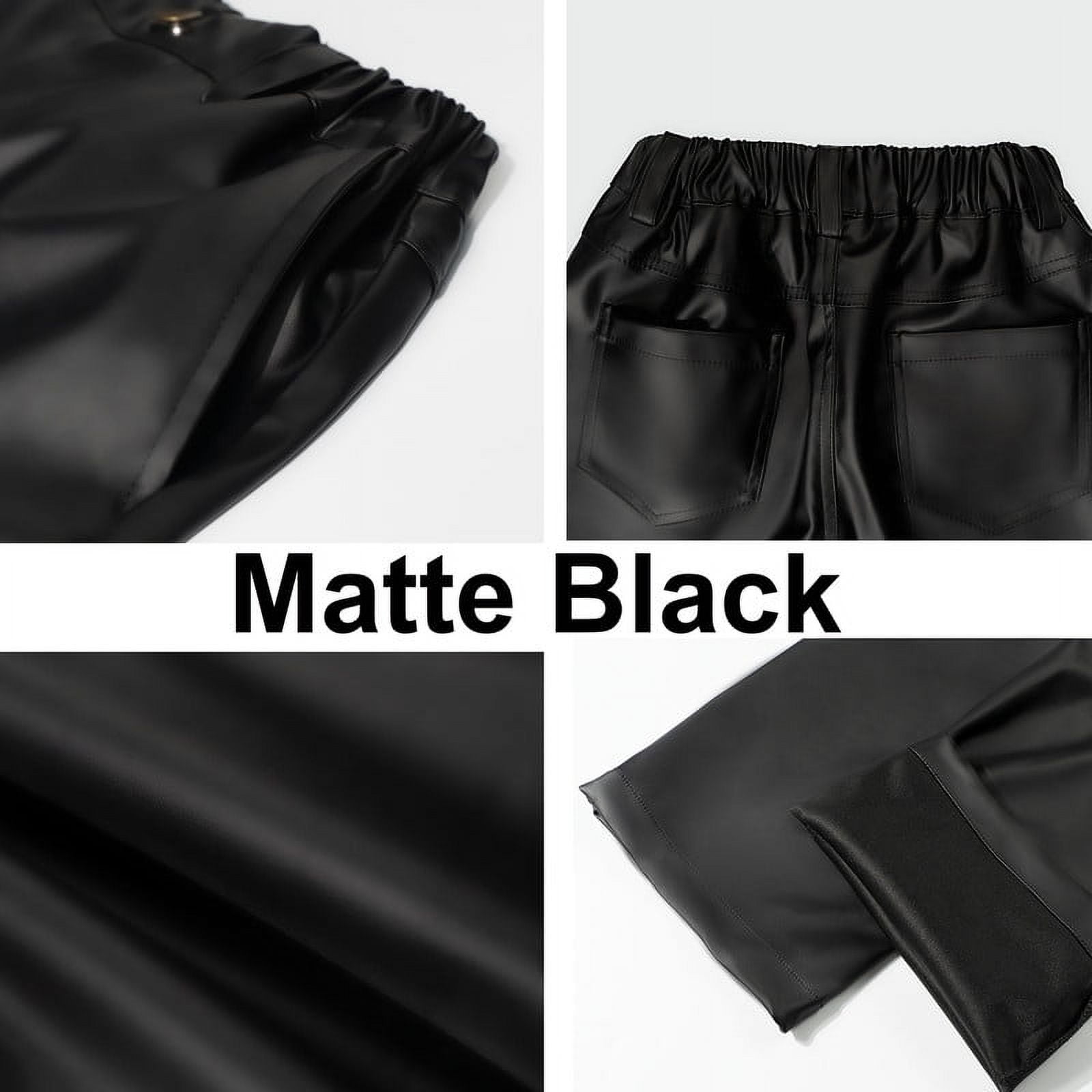 Rolanko Girls Faux Leather Pants Straight Wide Leg Streetwear Trousers with Pockets Kids Pants 4-14 Years