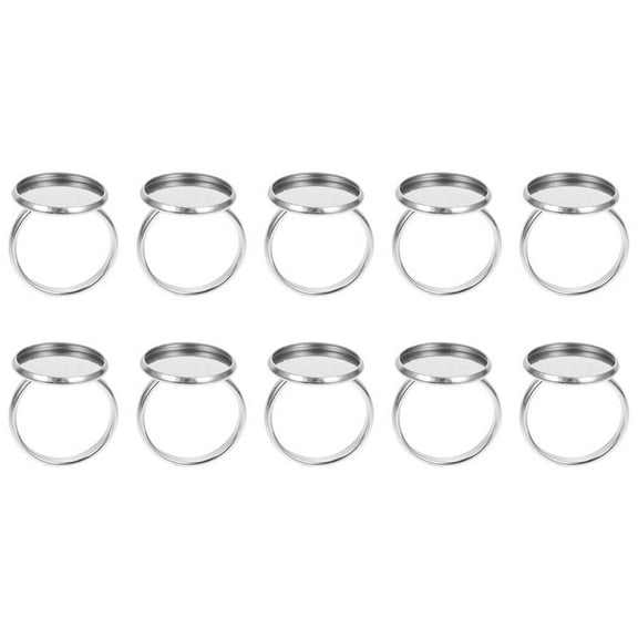 HEATSHAKING Jewelry Making Accessories Stainless Steel 10Pcs Round Ring Base 0.9In 0.6In