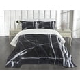 thumbnail image 3 of Ambesonne Marble Print Quilted Bedspread Set 3 Pcs, Grunge Natural Stone, Queen Size, Charcoal Grey White, 3 of 5
